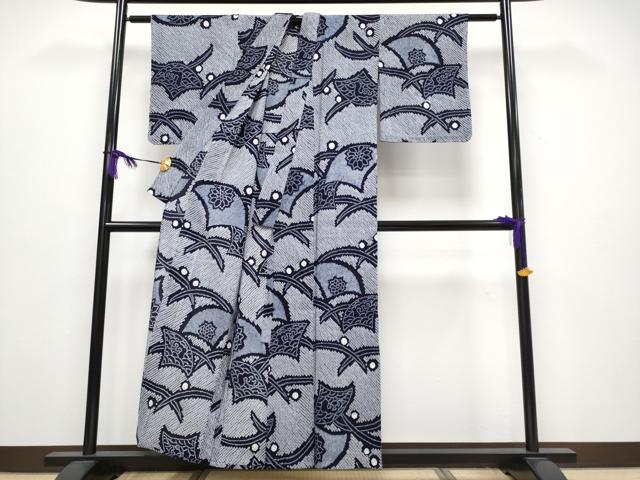 平和屋着物∴極上 夏物 浴衣 有松鳴海絞り 扇面花文 綿 逸品 未使用 CYAA3876s5