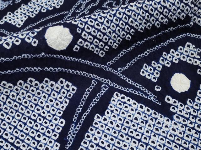 平和屋着物∴極上 夏物 浴衣 有松鳴海絞り 扇面花文 綿 逸品 未使用 CYAA3876s5