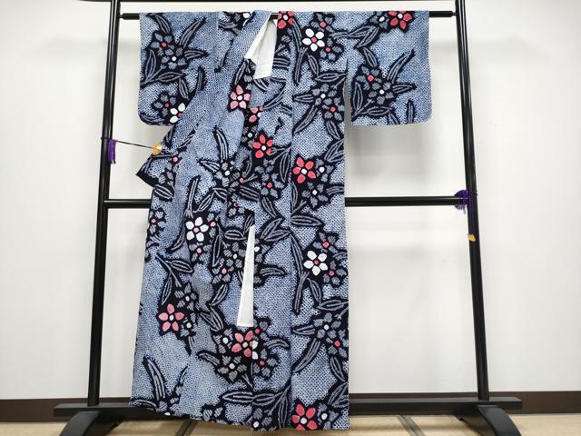 平和屋着物∴極上 夏物 浴衣 有松鳴海絞り 草花文 綿 逸品 未使用 CYAA3877s5