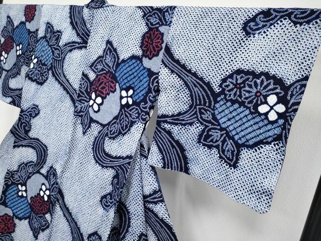 平和屋着物∴極上 夏物 浴衣 有松鳴海絞り 立波花文 綿 逸品 CYAA3878s5