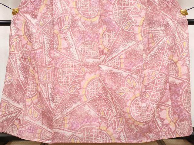 平和屋着物∴極上 夏物 浴衣 有松鳴海絞り 切嵌花文 桃色地 綿 逸品 CYAA3880s5
