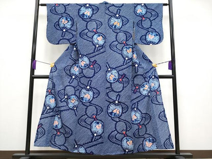 平和屋着物∴極上 夏物 浴衣 有松鳴海絞り 団扇 蝶 綿 逸品 CYAA3881s5