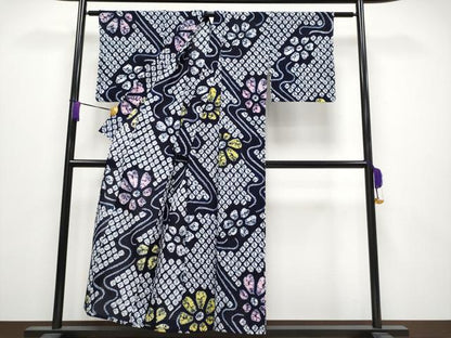平和屋着物■極上　夏物　浴衣　有松鳴海絞り　草花文　綿　逸品　CYAA3883s5