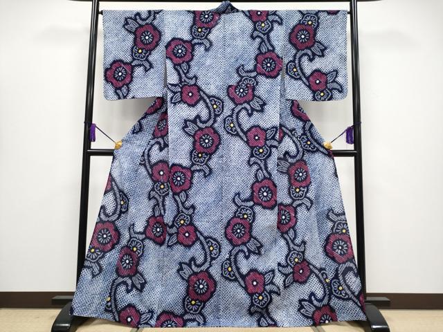 平和屋着物∴極上 夏物 浴衣 有松鳴海絞り 花唐草文 綿 逸品 未使用 CYAA3886s5