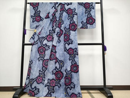 平和屋着物∴極上 夏物 浴衣 有松鳴海絞り 花唐草文 綿 逸品 未使用 CYAA3886s5