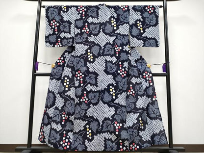 平和屋着物∴極上 夏物 浴衣 有松鳴海絞り 葡萄蔦の葉文 綿 逸品 CYAA3888s5