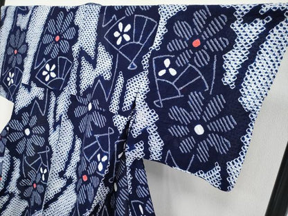 平和屋着物∴極上 夏物 浴衣 有松鳴海絞り 扇面花文 綿 逸品 CYAA3889s5