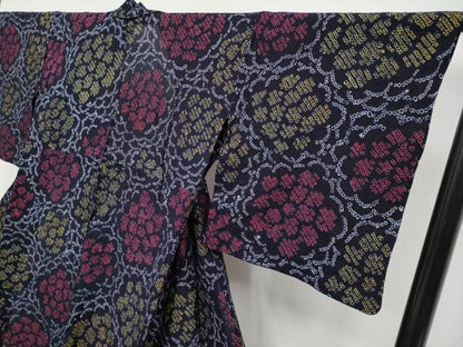 平和屋着物∴極上 夏物 浴衣 有松鳴海絞り 花尽くし 黒地 綿 逸品 CYAA3892s5