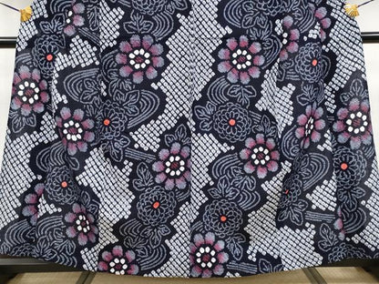 平和屋着物■極上　夏物　浴衣　有松鳴海絞り　流水草花文　綿　逸品　CYAA3893s5