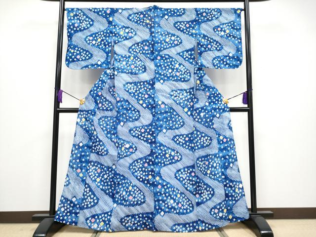 平和屋着物∴極上 夏物 浴衣 有松鳴海絞り 流水文 綿 逸品 CYAA3894s5