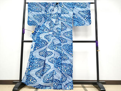 平和屋着物∴極上 夏物 浴衣 有松鳴海絞り 流水文 綿 逸品 CYAA3894s5