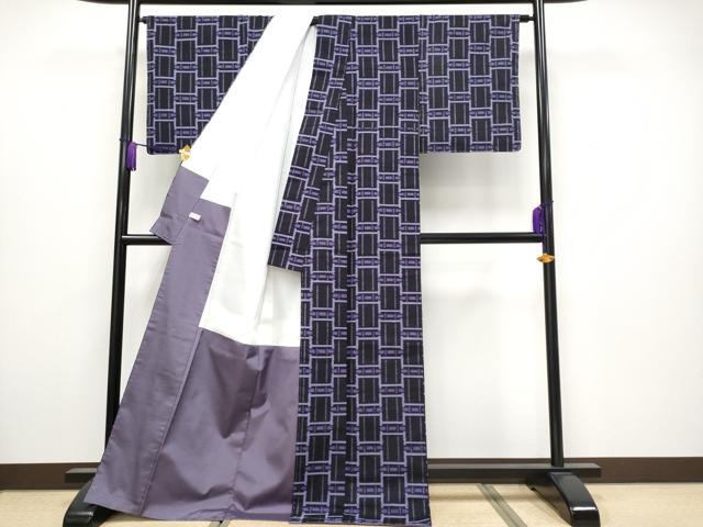 平和屋着物●極上 日本工芸会正会員 林宗平 越後繭布 草木染 黒紅色地 証紙付き 逸品 未使用 CYAA3903s5