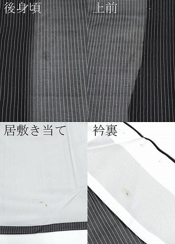 平和屋着物＊極上 夏物 紗紬 縞 黒地 逸品 CYAA3906s5