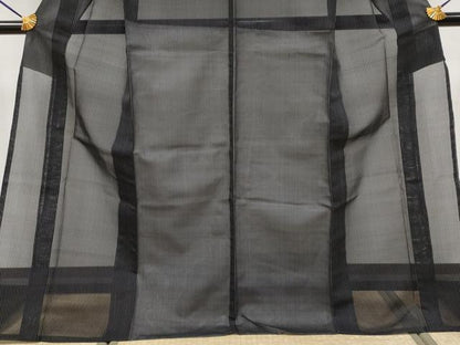 平和屋着物＊極上 夏物 紗紬 縞 黒地 逸品 CYAA3906s5