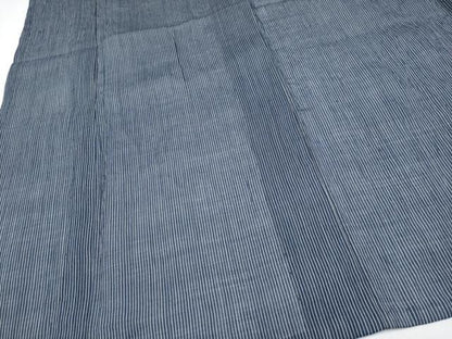 平和屋着物＊極上　夏物　男性　本場小千谷ちぢみ　縞　藍鉄色地　麻　逸品　CYAA3907s5