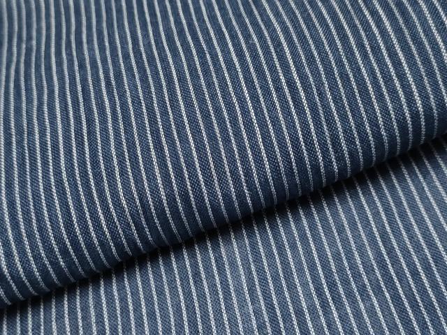 平和屋着物＊極上　夏物　男性　本場小千谷ちぢみ　縞　藍鉄色地　麻　逸品　CYAA3907s5