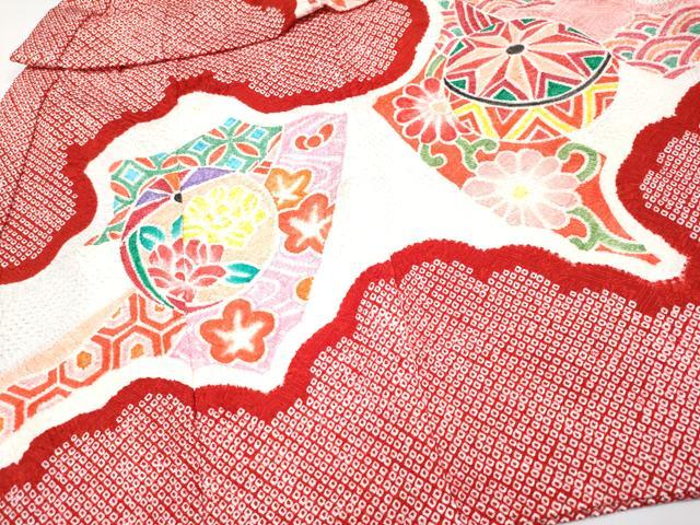 平和屋着物■極上　七五三　女の子　3歳　祝着・長襦袢セット　総絞り　鞠花文　逸品　CYAA3910s5