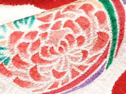 平和屋着物■極上　七五三　女の子　3歳　祝着・長襦袢セット　総絞り　鞠花文　逸品　CYAA3910s5