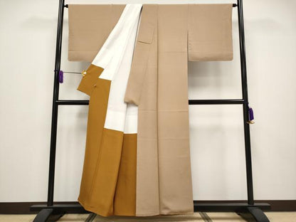 平和屋着物●極上 伝統工芸師 服部光擴 江戸小紋 吉祥丸文 枇杷茶色地 逸品 未使用 CYAA3930s5