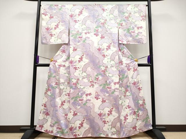 平和屋着物■極上　創業460年・千總　小紋　扇面枝花文　金彩　大丸扱い　逸品　CYAA3932s5