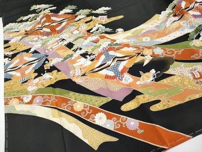 平和屋本店■極上　創業460年・千總　黒留袖　駒刺繍　宝尽くし双鶴文　金彩　逸品　未使用　CYAA3934s5