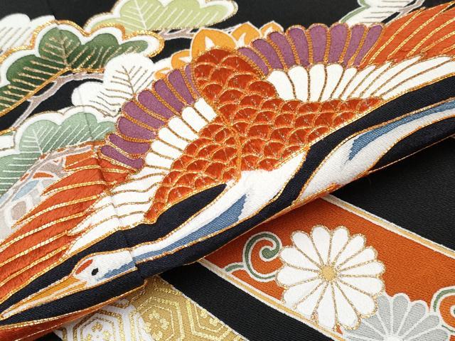 平和屋本店■極上　創業460年・千總　黒留袖　駒刺繍　宝尽くし双鶴文　金彩　逸品　未使用　CYAA3934s5