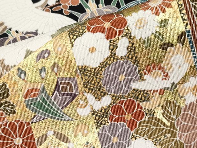 平和屋着物●極上 創業460年・千總 黒留袖 駒刺繍 御所車飛鶴花文 金彩 三越扱い 逸品 CYAA3941s5