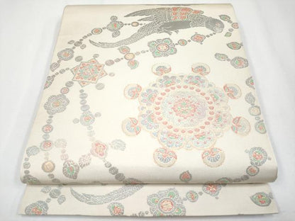 平和屋着物●極上　織物一筋名門　織悦　全通柄　本袋帯　オウム　金銀糸　逸品　未使用　CYAA3952s6