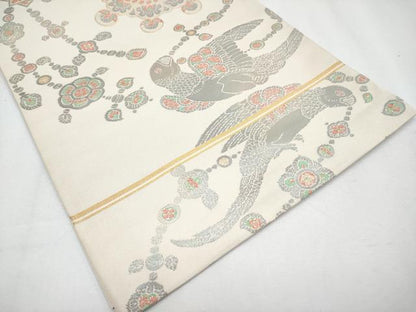 平和屋着物●極上　織物一筋名門　織悦　全通柄　本袋帯　オウム　金銀糸　逸品　未使用　CYAA3952s6