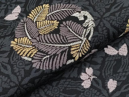 平和屋着物●極上　両面　六通柄袋帯　唐織　松葉丸文　黒地　金銀糸　逸品　CYAA3959s6