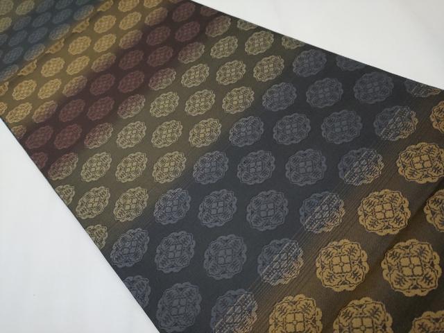 平和屋着物●極上　両面　六通柄袋帯　唐織　松葉丸文　黒地　金銀糸　逸品　CYAA3959s6