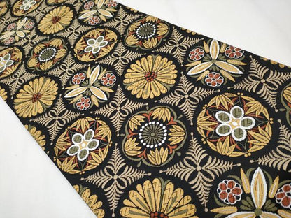 平和屋着物●極上　六通柄袋帯　唐織　花丸文　黒地　逸品　CYAA3960s6