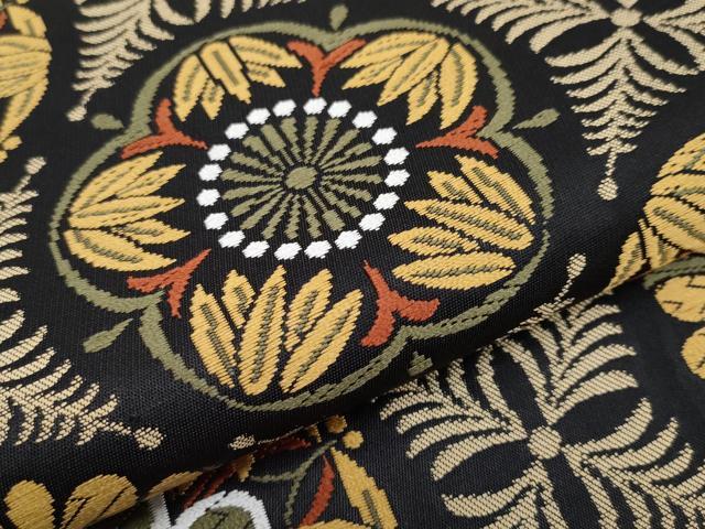 平和屋着物●極上　六通柄袋帯　唐織　花丸文　黒地　逸品　CYAA3960s6