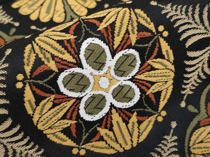 平和屋着物●極上　六通柄袋帯　唐織　花丸文　黒地　逸品　CYAA3960s6