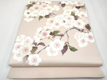 平和屋着物●極上　太鼓柄袋帯　枝桜　金彩　灰梅色地　逸品　CYAA3963s6
