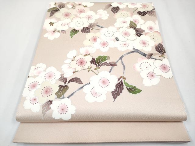 平和屋着物●極上　太鼓柄袋帯　枝桜　金彩　灰梅色地　逸品　CYAA3963s6