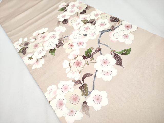 平和屋着物●極上　太鼓柄袋帯　枝桜　金彩　灰梅色地　逸品　CYAA3963s6