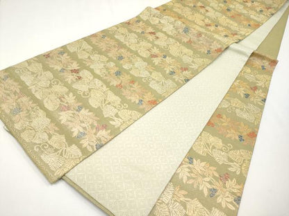 平和屋着物●極上　紋屋井関　御寮織　六通柄袋帯　枝葉木の実　金糸　逸品　CYAA3971s6