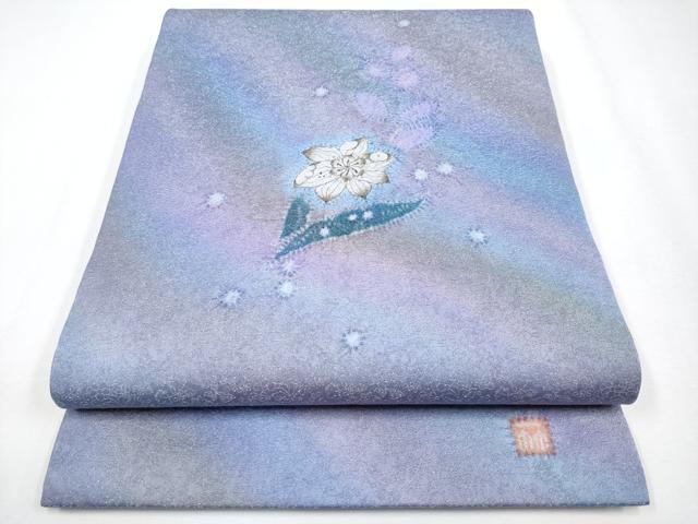 平和屋本店●極上　久保田一竹　幻の辻が花　太鼓柄袋帯　辻が花　絞り　金通し地　藤紫色地　さが美扱い　逸品　CYAA3978s6