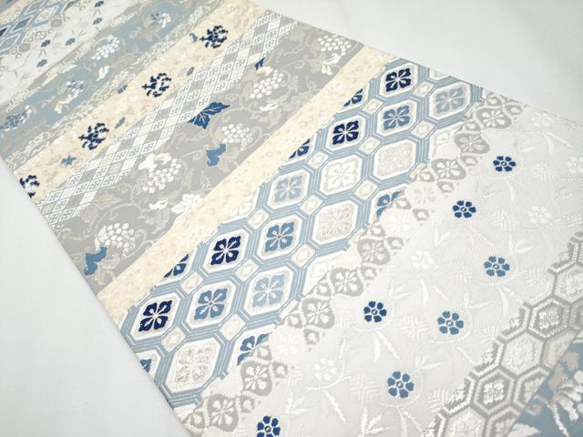 平和屋着物●極上　丸帯　唐織　本藍　横段吉祥文　銀糸　逸品　CYAA3985s6