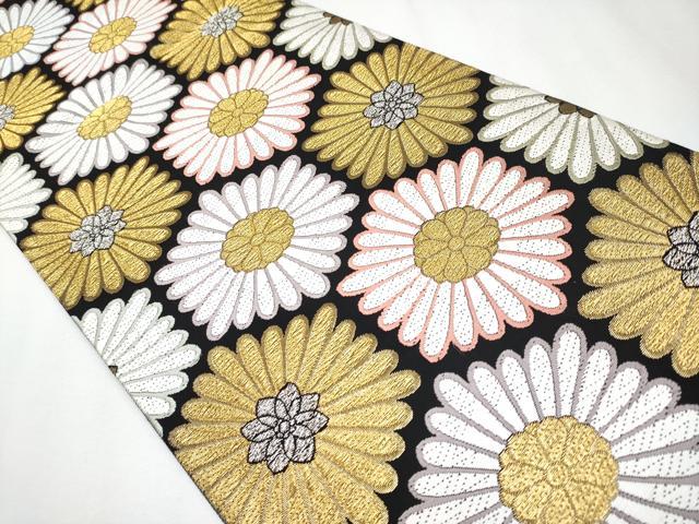 平和屋着物●極上　六通柄袋帯　唐織　プラチナ本金　重ね撚　逸品集　草木染　庵　黒地　逸品　未使用　CYAA3987s6