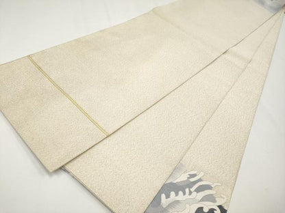 平和屋着物●極上　爪掻き本綴れ　太鼓柄袋帯　立波文　金糸　逸品　CYAA3989s6