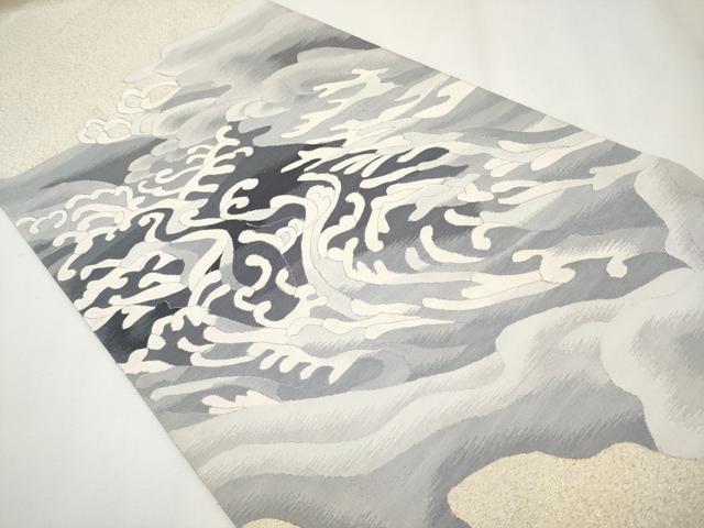 平和屋着物●極上　爪掻き本綴れ　太鼓柄袋帯　立波文　金糸　逸品　CYAA3989s6