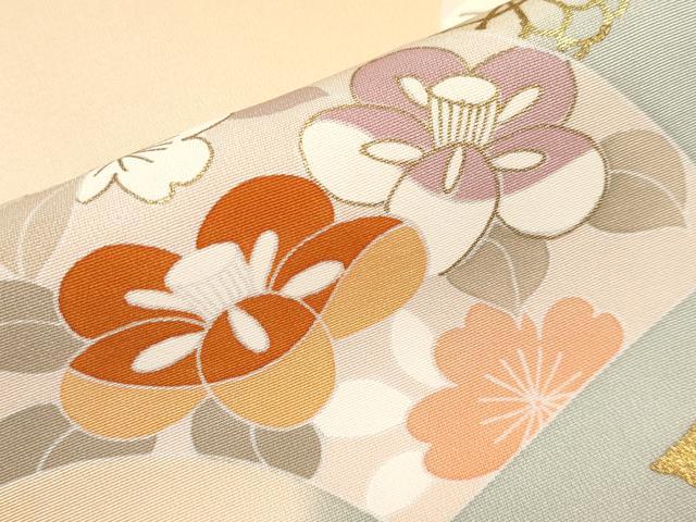 平和屋本店●極上　創業460年・千總　訪問着　駒刺繍　地紙草花文　暈し染め　金彩　雄黄色地　逸品　未使用　CYAA4001s6