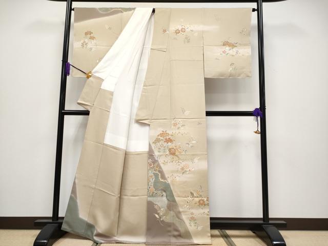 平和屋本店●極上　創業460年・千總　訪問着　刺繍　草花文　暈し染め　金彩　丁子色地　三越扱い　逸品　CYAA4004s6