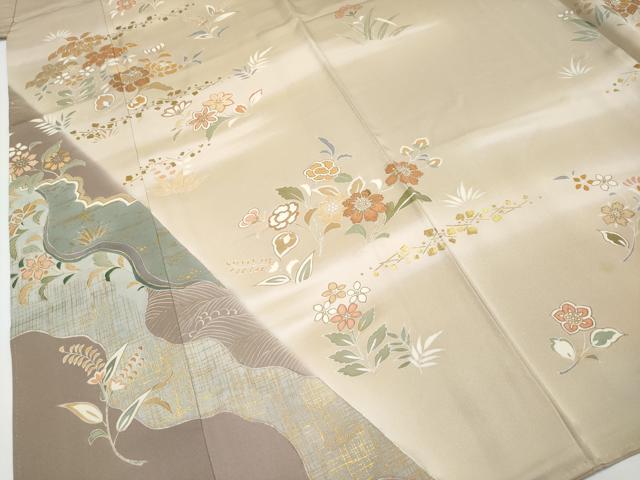 平和屋本店●極上　創業460年・千總　訪問着　刺繍　草花文　暈し染め　金彩　丁子色地　三越扱い　逸品　CYAA4004s6
