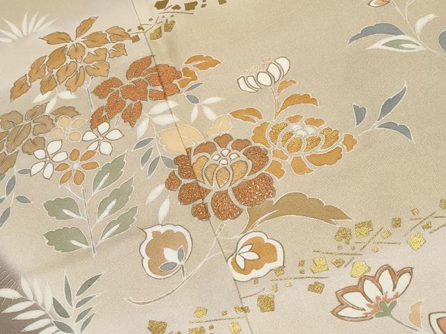 平和屋本店●極上　創業460年・千總　訪問着　刺繍　草花文　暈し染め　金彩　丁子色地　三越扱い　逸品　CYAA4004s6