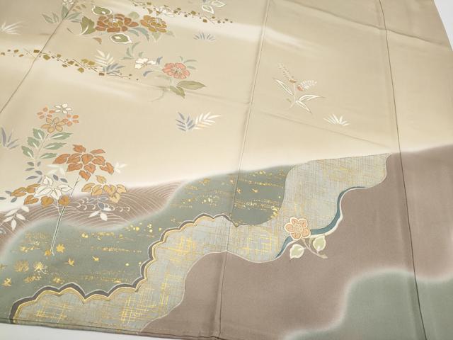 平和屋本店●極上　創業460年・千總　訪問着　刺繍　草花文　暈し染め　金彩　丁子色地　三越扱い　逸品　CYAA4004s6