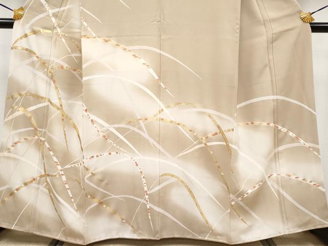 平和屋本店●極上　訪問着　駒刺繍　吉祥花文　暈し染め　金彩　柴染色地　逸品　CYAA4007s6