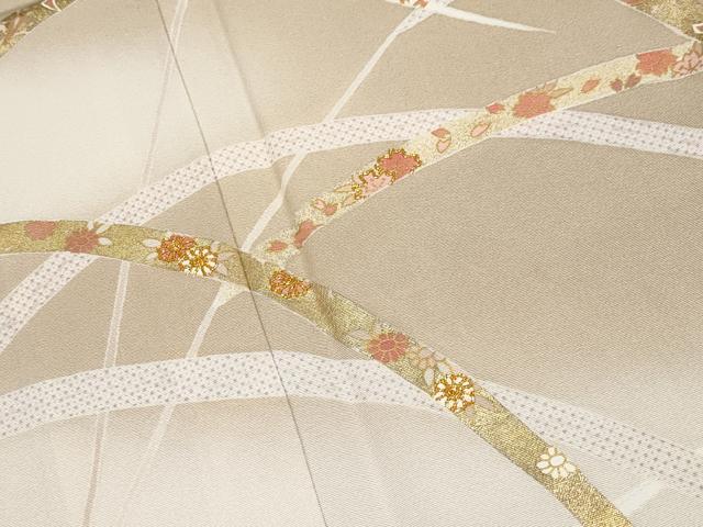 平和屋本店●極上　訪問着　駒刺繍　吉祥花文　暈し染め　金彩　柴染色地　逸品　CYAA4007s6